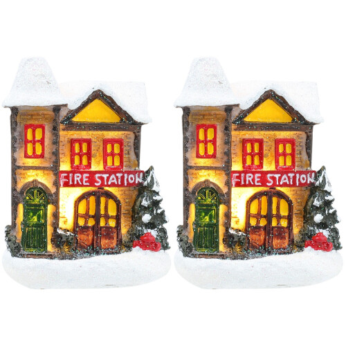 2 Pack Mini House Ornament Miniatures Decor Christmas Decorations 1