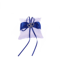 10x10cm Double Heart Ring Bearer Pillow with Satin Ribbons