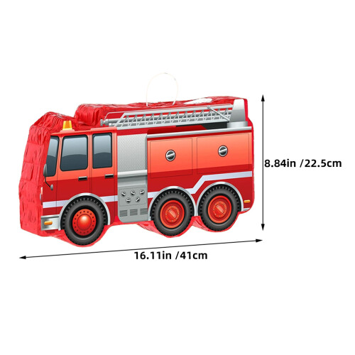1 Set Fire Truck Pinatas with Blindfold Bat and Confetti 1