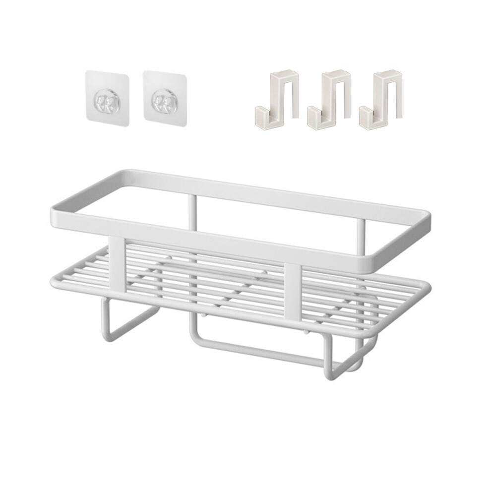 Bathroom Organizers and Storage Over Toilet Shelf Rack with 3 Hooks, Wall Mounted, Space-Saving for Small Bathrooms-image-OPC-PKC2FJH-NEW