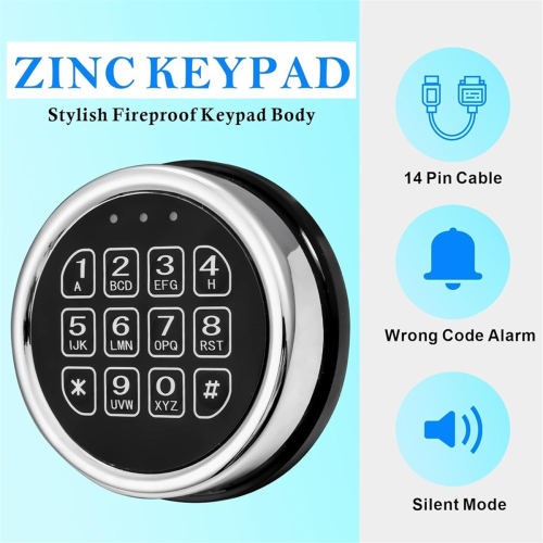 Safe Lock Replacement, Zinc Alloy Keypad Lock with Solenoid Access 2