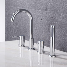 Chrome Bath Shower Mixer Tap with Shower Head and Hose Set, Dual Function Bath Filler for Modern Stylish Bathrooms