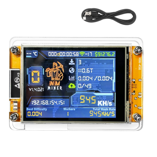NMMiner NerdMiner+Case 945KH/S Harshrate com tela inteligente de 2,8 polegadas