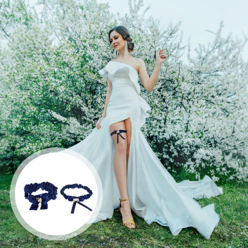 2pcs Leg Ring Cloth Wedding Bride Crystal 2