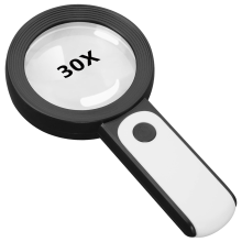 Magnifying Glass with Light, 30X Handheld 18LED Cold and Warm Light
