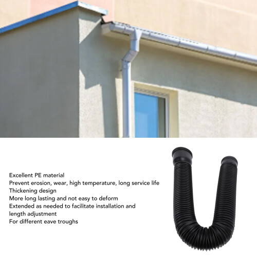 Durable PE Rain Gutter Extender with Splash Prevention - Black Adjustable 2