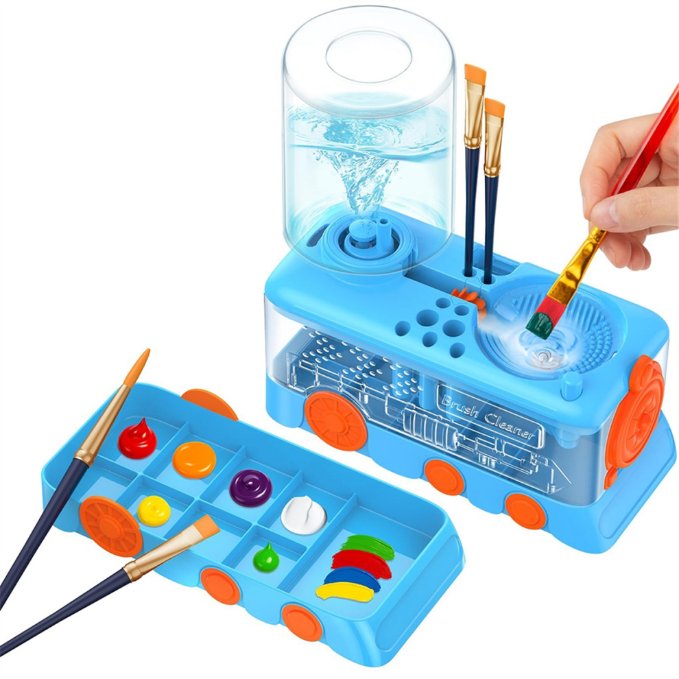 Upgraded Cartoon Paint Brush Cleaner With Tray, Holder & Drain Blue 4713049683900