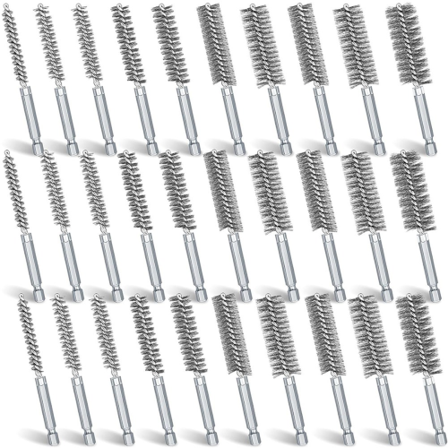 30 Pcs Bore Brush for Drill Wire Bore Cleaning Brush Set