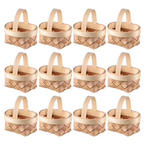Wedding Supply Decorative Tiny Baskets Wood 12pcs 2