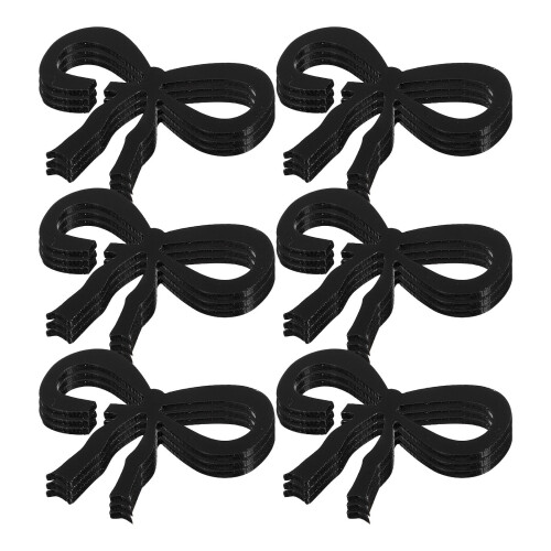 Wine Glass Tag Bowknot Black Acrylic 25pcs