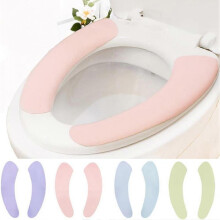 4 Pairs Toilet Seat Warmer Cover, Adult Padded Cushion Two-piece Type Bathroom Soft Thicker Warmer Washable Cloth Toilet Seat Pads