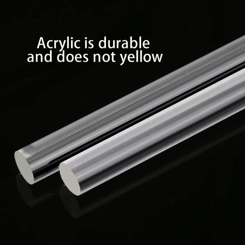 Acrylic Round Rod 2Pcs 500Mm Length Plastic Solid Bar 10-20Mm Diameter for Model Making Craft Projects 1
