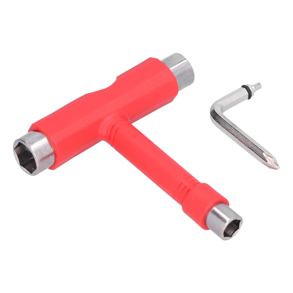 Skate Tool Multifunction Portable Skateboard Ttype Red