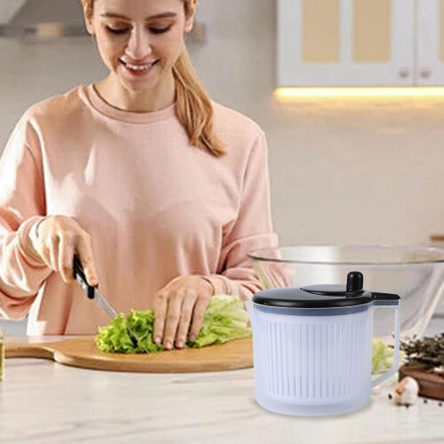 Lettuce Spinner with Handle - Large Fruit and Vegetable Washer, Drain Basket for Efficient Drying and Water Removal 2