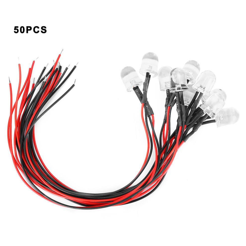 50PCs 12V LED Pre Wired Luminous Diode 10 mm Round