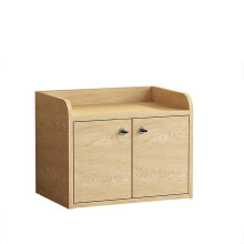 Wooden Lockable Desktop Box with Flat File Drawer, Sturdy Cabinet for Office and School Supplies, 34.5x24x27CM
