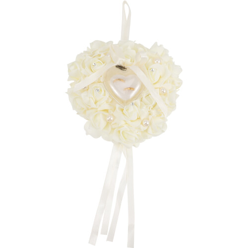 Heart Pillow Box Wedding Ring Holder Beige Pe 1pcs 1