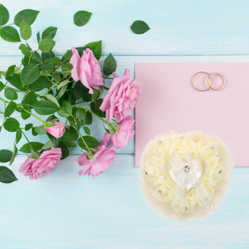 Wedding Ring Bearer Pillow Rose Flower Decoration 1