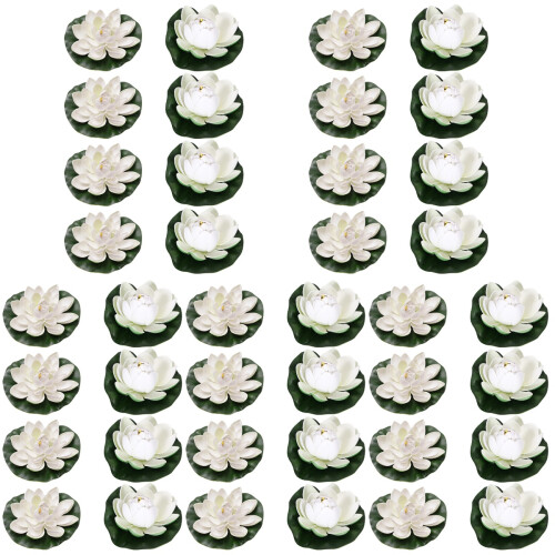 40 Pcs Floating Lotus Artificial Lily Pads Pond Decor 1