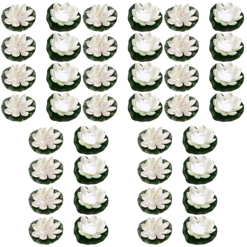 40 Pcs Floating Lotus Artificial Lily Pads Pond Decor 2
