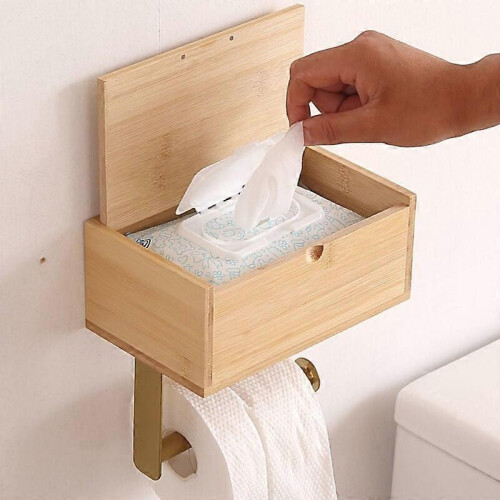 Toilet Paper Bamboo Roll Holder, Bathroom Roll Holder 1