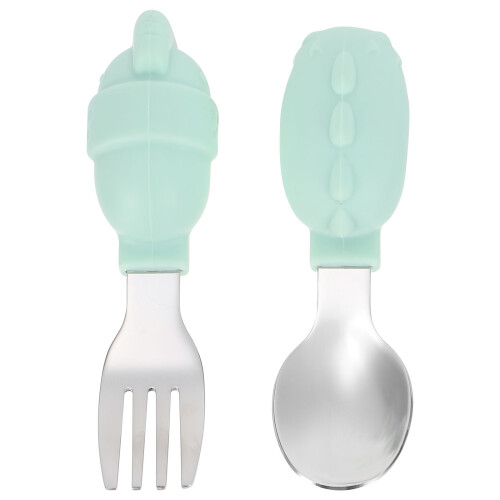 Non Slip Handle Spoon Fork Stainless Steel Set 2