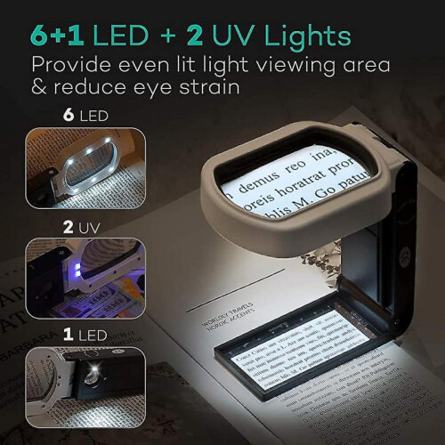 Magnifying Glass with Light, 10x 25x Light 9 Led Illuminated Reading Magnifier 2