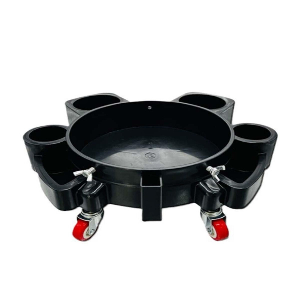 Rolling Dolly Cleaning Kit With 360 Degree Wheels, Mobile Plastic Bucket Holder For Car Washes, Garage Organization, Black 6038364133076
