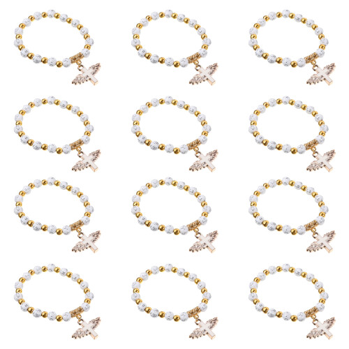 12pcs Children Baptism Bracelets Rosary Cross Chains 2