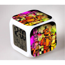(10)Fnaf Bear Multifunción 7 Colores Digital Reloj Despertador LED Reloj Despertador Cubo Reloj