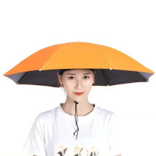 Umbrella Hat Parasol with Adjustable Elastic Band, Foldable Camouflage Design, 69cm for Golf, Fishing, Gardening - Orange