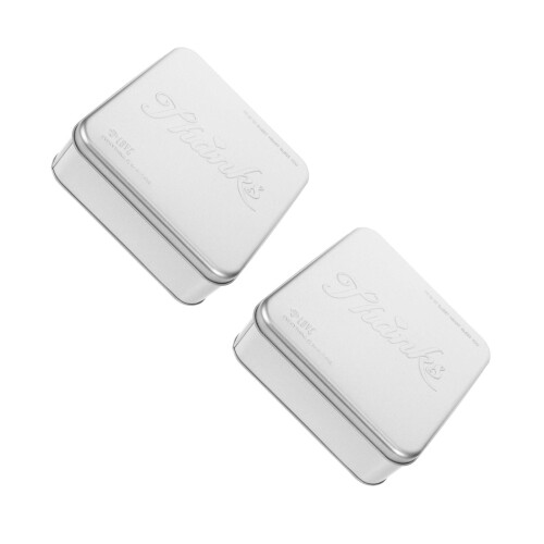 2 Pieces Square Storage Tins With Lids Cake Airtight Candy Decorative 2