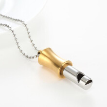 Yoga sports meditation whistle to regulate breathing and relieve stress jewelry necklace titanium steel accessories can blow Hertz audio, gold