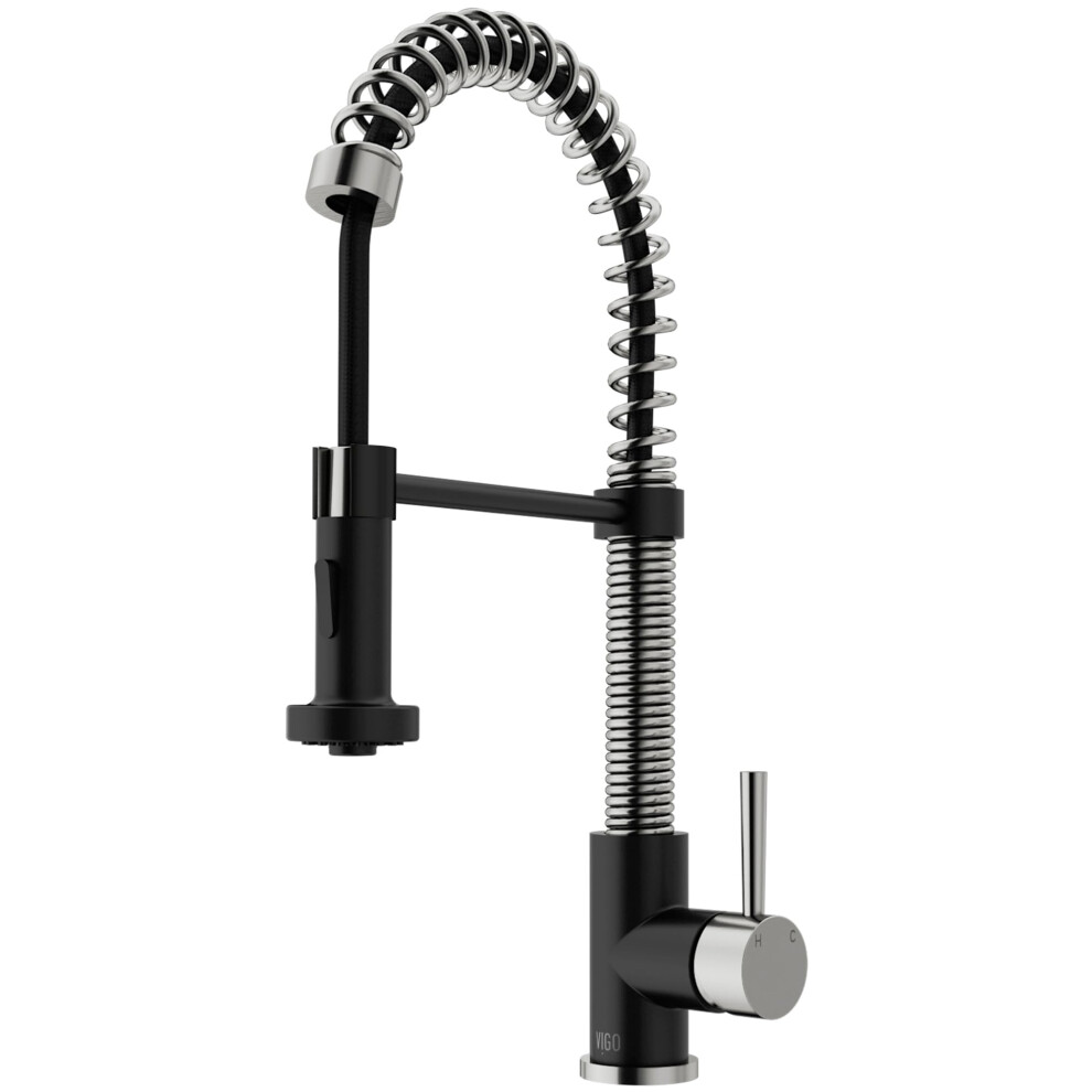 Photos - Tap Vigo Edison 19'' H Single Handle PullDown Sprayer Kitchen Faucet in Stainless Steel and Matte BlackVG02001STMB VG02001STMB 