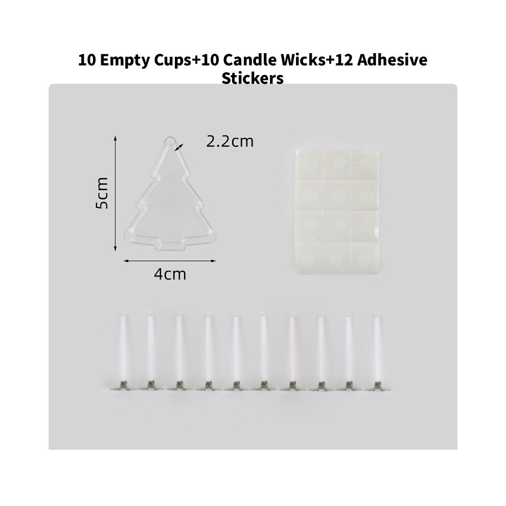 (Christmas Tree) Heart 10pcs Shaped Tea Light Candle Cups Wicks Clear Love Wax Making Tins Jars-image-OPC-PKC6HCF-NEW