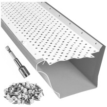 LeafTek tagrendebeskyttere til blade - 8"""" pr?ve hvid - Heavy-Duty Premium aluminium tagrendeafd?kningssystem med ventileret forh?jet ryg - DIY-v
