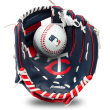 Franklin Sports MLB Youth Teeball Glove and Ball Set - Kids Minnesota Twins Baseball and Teeball Glove and Ball - Perfect First Kids Glove - 9.5", One