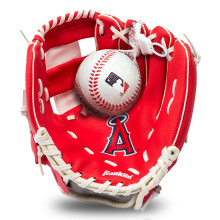 Franklin Sports MLB Youth Teeball Glove + Foam Ball Set - Kids Los Angeles Angels Baseball + Teeball Mitt and Ball - Perfect First Kids Glove - 9.5"