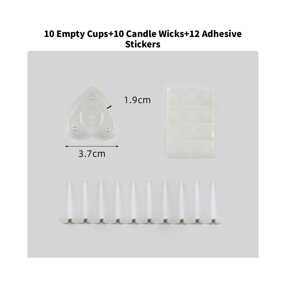(Heart Shaped) 10pcs Shaped Heart Tea Light Candle Cups Wicks Clear Love Wax Making Jars Tins-image-OPC-PKC6K7V-NEW