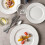 Round Ceramic Dinner Plate 22x22x3.2CM, White Dinnerware for Serving Cake Snacks Appetizers, Creative Shape Side Plate 4