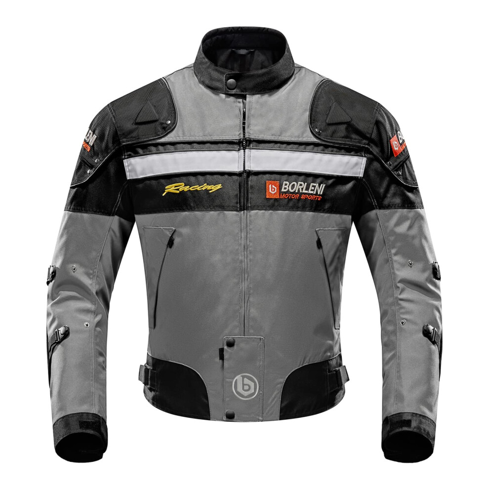 Borleni Motorcycle Jacket Motorbike Riding Jacket Windproof Motorcycle Full Body Protective Gear Ce Armor All Season M Gray 726597075688