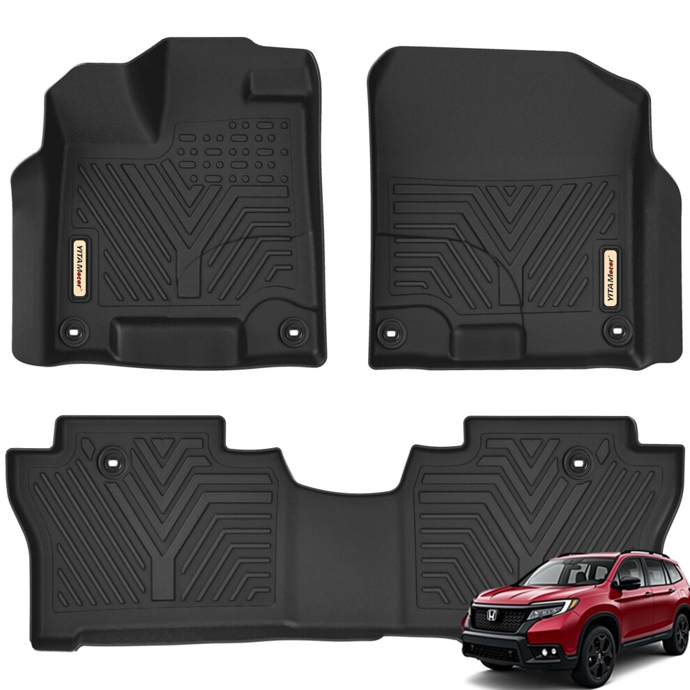 Yitamotor Floor Mats Compatible With 20192025 Honda Passport Custom Fit Tpe Passport Floor Liners 1St & 2Nd Row All Weather Protection Black 810079391226