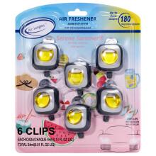 Air Jungles Serene Summer Scent Car Air Freshener Clip 6 Vent Clips 4ml Each Long Lasting Air Freshener Up to 180 Days Car Refresher Odor Elimina