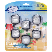 Air Jungles Rest Island Scent Car Air Freshener Clip 6 Vent Clips 4ml Each Long Lasting Air Freshener Up to 180 Days Car Refresher Odor Eliminato