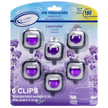 Air Jungles Lavender Scent Car Air Freshener Clip 6 Vent Clips 4ml Each Long Lasting Air Freshener Up to 180 Days Car Refresher Odor Eliminator