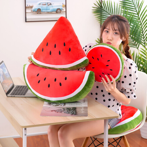 Red Plush Watermelon Seat Cushion Soft Decorative Throw Pillow 2