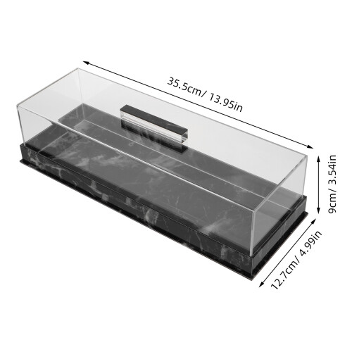 Rectangular Acrylic Cake Tray with Lid Marble Pattern 1