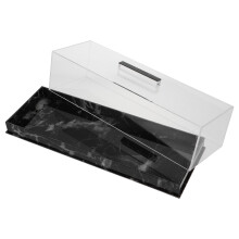 Rectangular Acrylic Cake Tray with Lid Marble Pattern