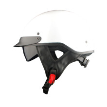 1Storm Motorcycle Half Face Helmet Mopeds Scooter Pilot with Retractable Inner Smoked Visor Glossy White