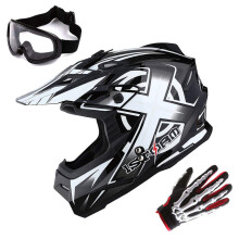 1Storm Motokrosov prilba pro dospel BMX MX Ctyrkolka Helma Zvodn Bl + Brle + Skelet Bl Rukavice Balcek